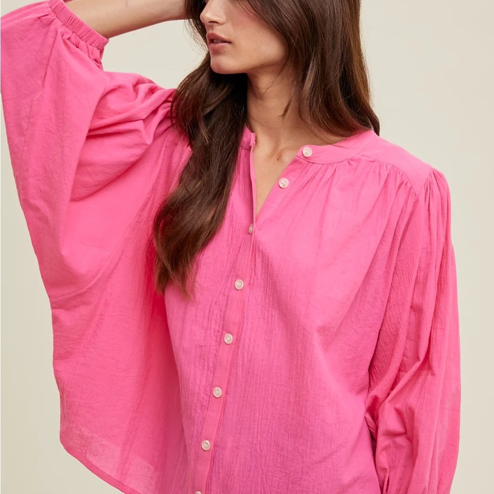 Wishlist Fuchsia Button-Up Blouse